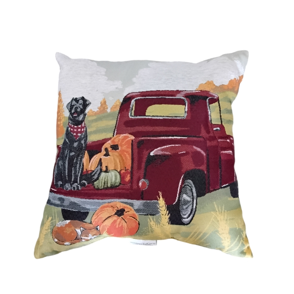 Kohl's Fall Truck With Punpkins And Dog Accent Pillow